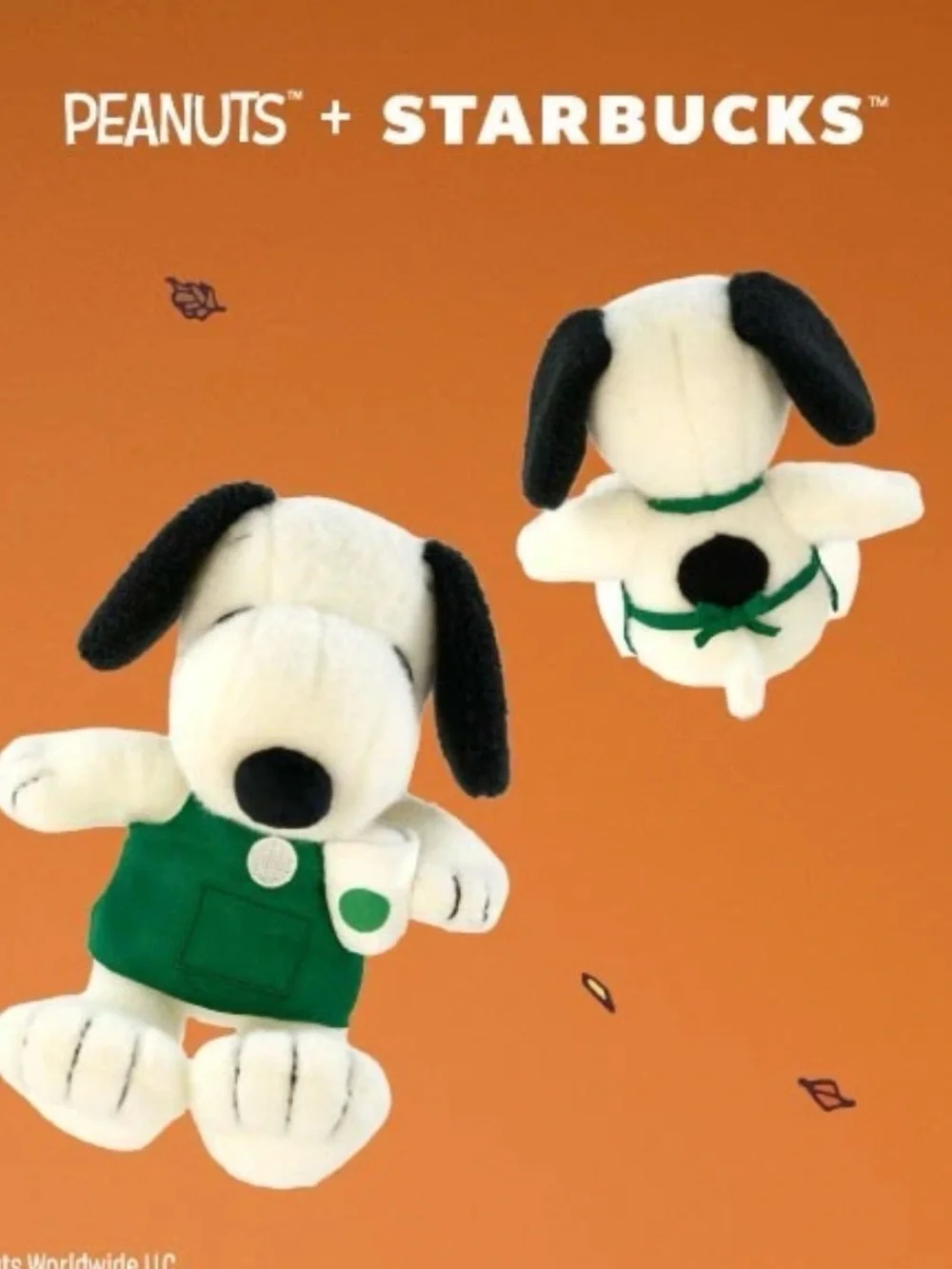 Starbucks Snoopy Plush Dog Toy in White, Black & Green